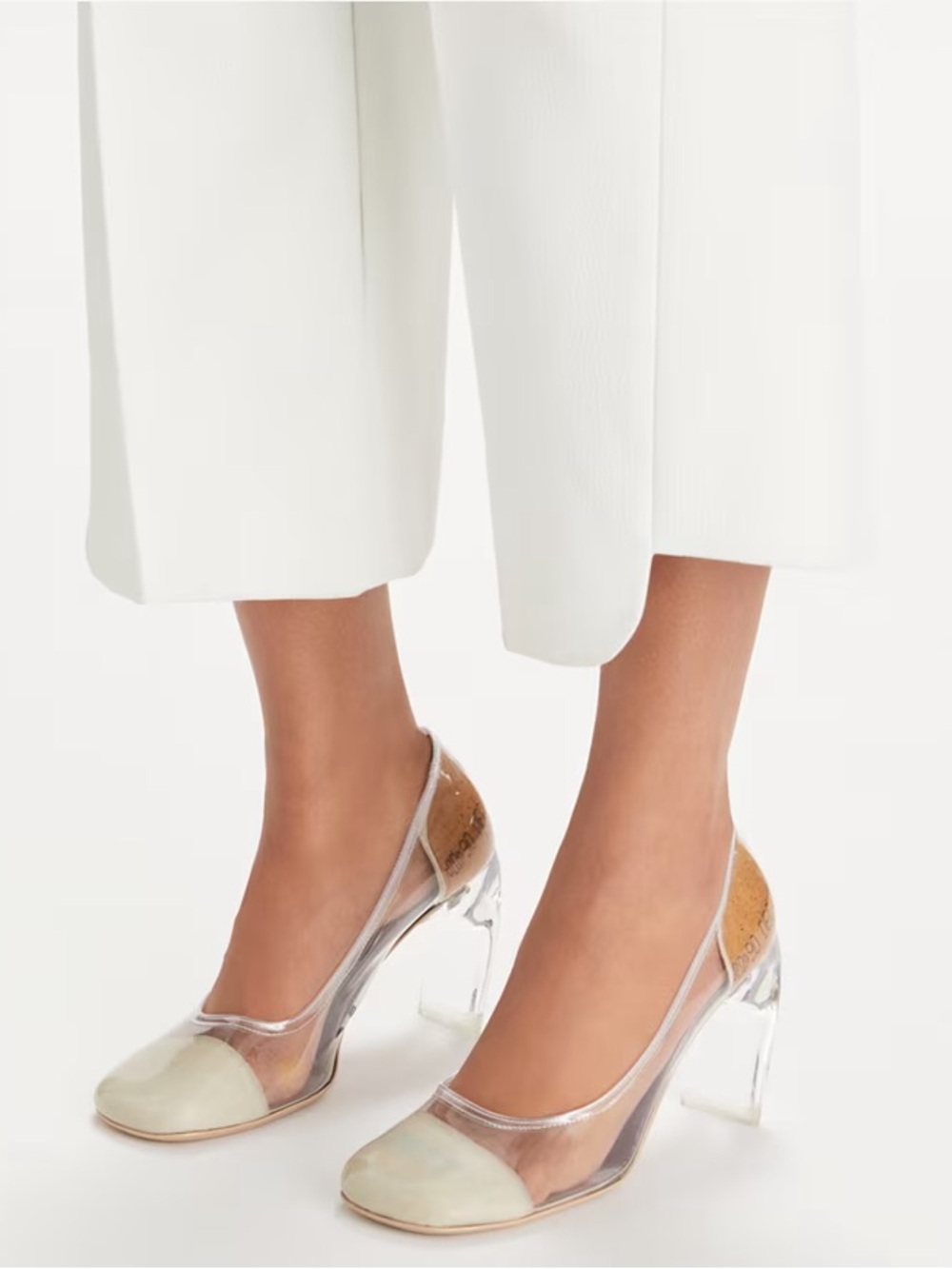Tory Burch Spring/Summer 2024 Runway Clear Pump PVC and Beige Cap-Toe Pumps